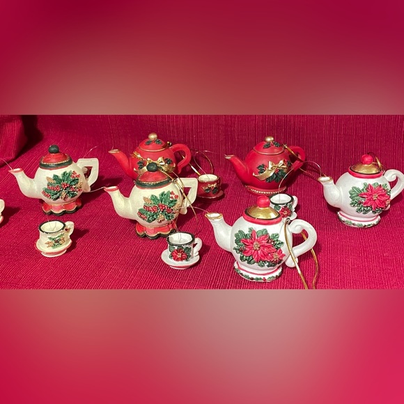 Oriental Trading Company Holiday Vintage Christmas Teapot Ornaments